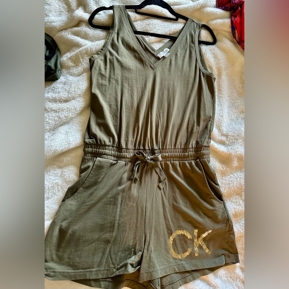 Calvin Klein Olive Green Sleeveless Jumpsuit